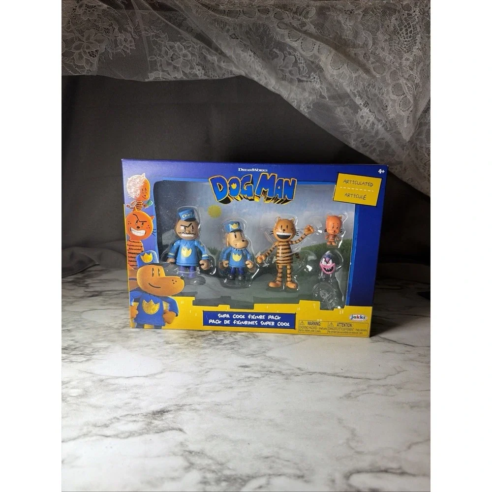 Sealed Dog Man SUPA COOL FIGURE PACK Set of 5 Lil Petey Chief Flippy Jakks(3035)